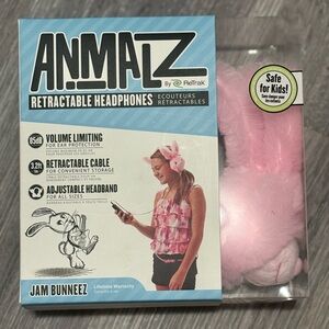 🎧 ReTrak ANiMALZ “Jam Bunneez” Kids Headphones — Pink Bunny — NWT! 🐰🎧